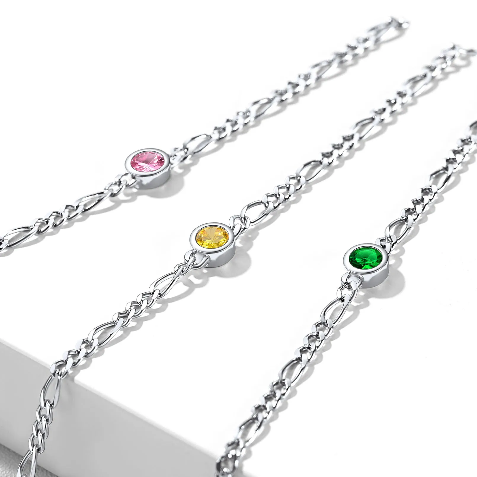 Sterling Silver 3mm Thin Chain Birthstone Bracelets for Women sold by FaithHeart product image thumbnail 5