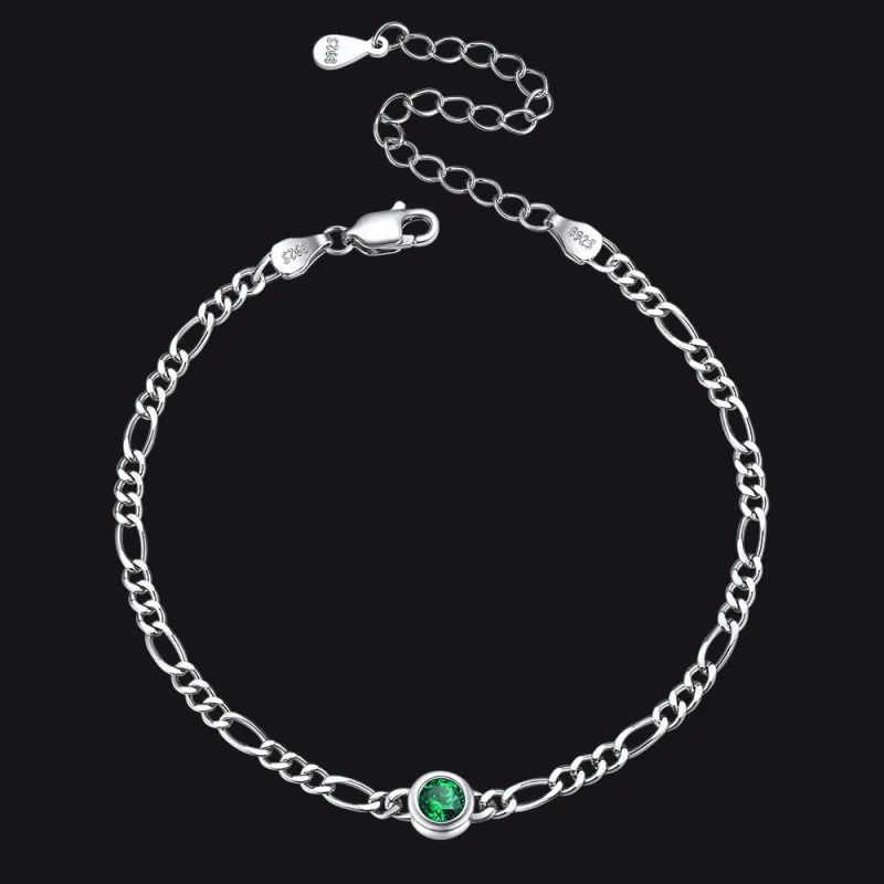 Sterling Silver 3mm Thin Chain Birthstone Bracelets for Women sold by FaithHeart