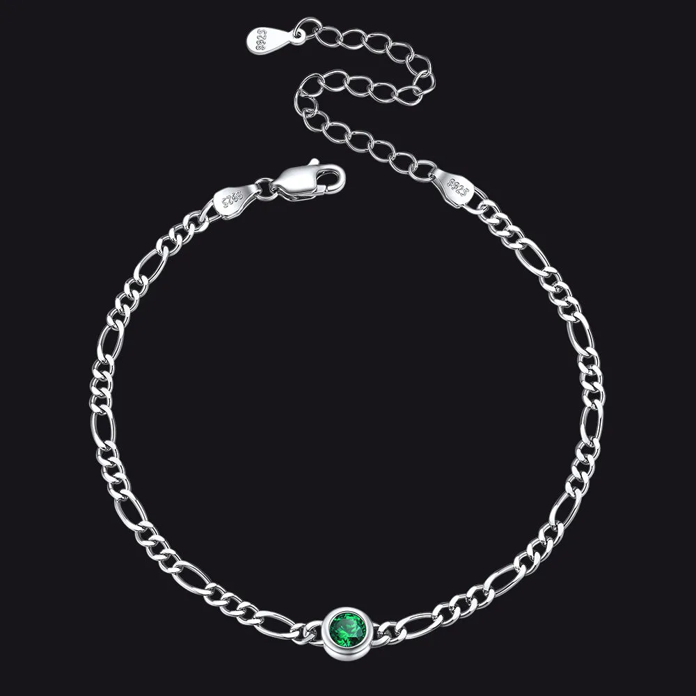 Sterling Silver 3mm Thin Chain Birthstone Bracelets for Women sold by FaithHeart