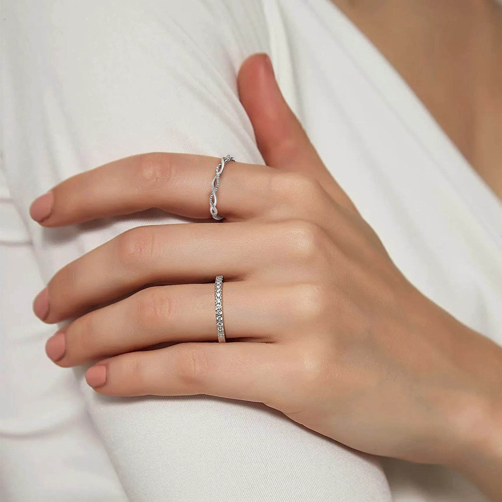 Sterling Silver Cubic Zirconia Twisted Band Ring for Women sold by FaithHeart product image thumbnail 2