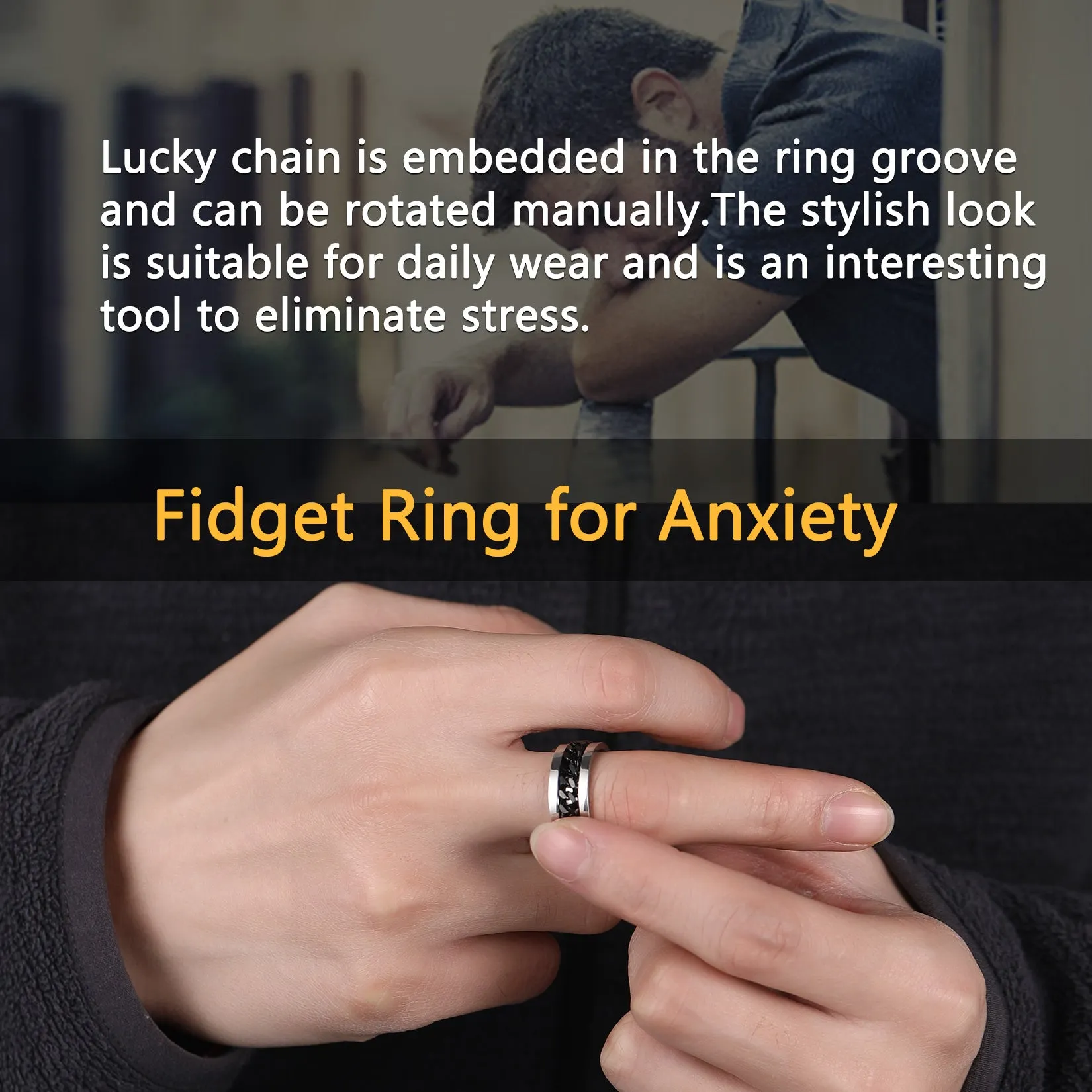 Cuban Chain Link Fidget Spinner Anxiety Ring for Men sold by FaithHeart product image thumbnail 4