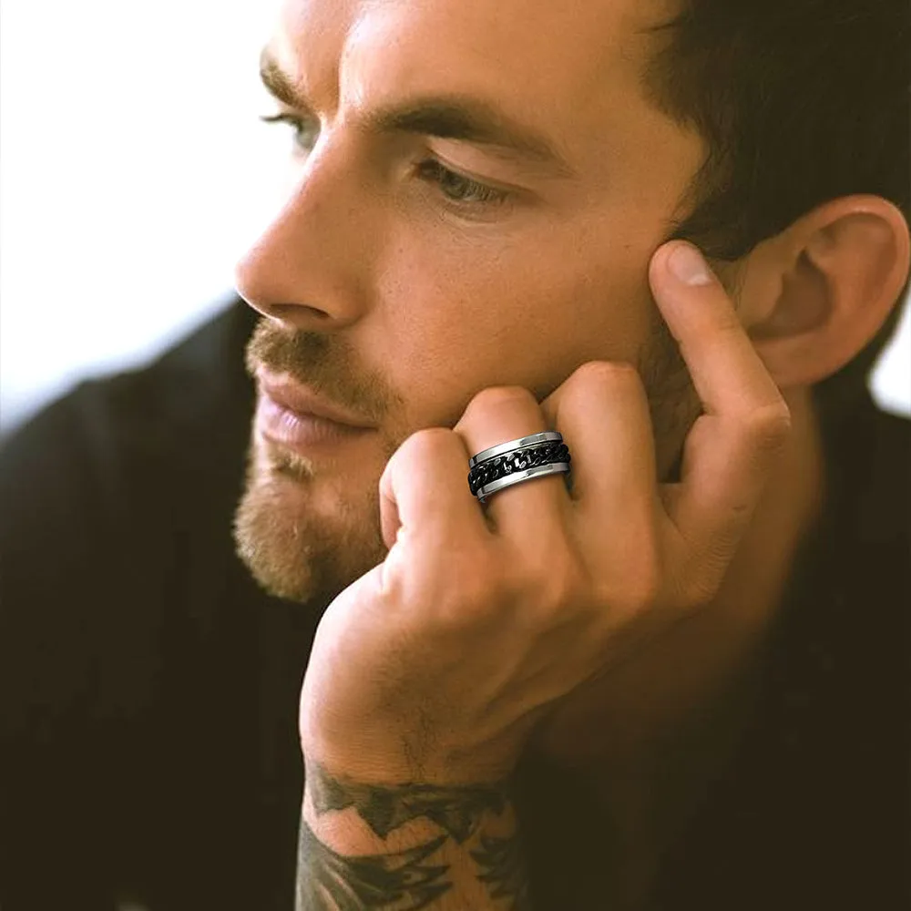 Cuban Chain Link Fidget Spinner Anxiety Ring for Men sold by FaithHeart product image thumbnail 2