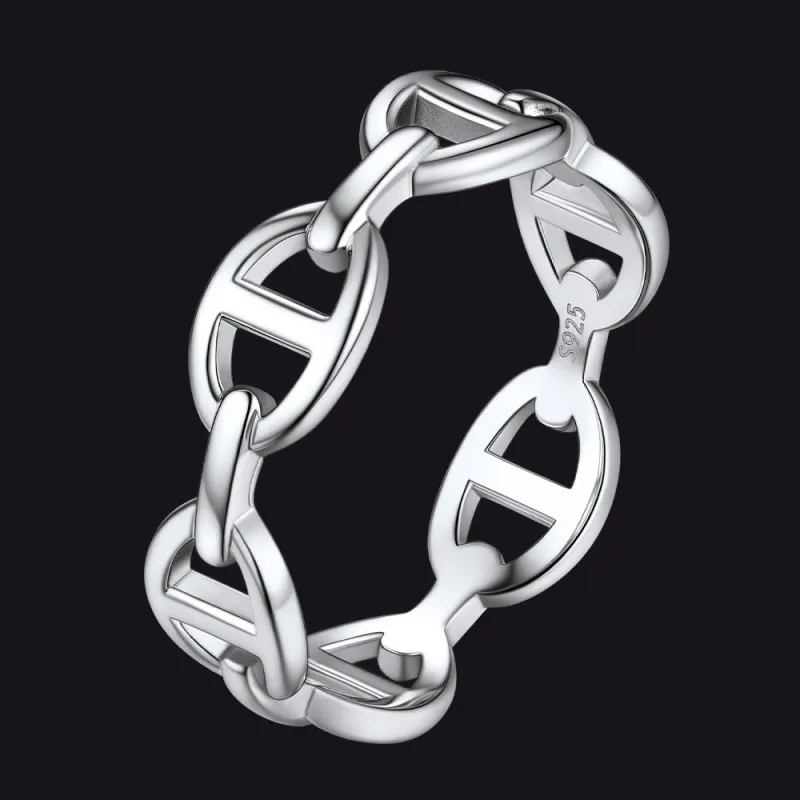 Sterling Silver Mariner Chain Link Ring for Women sold by FaithHeart
