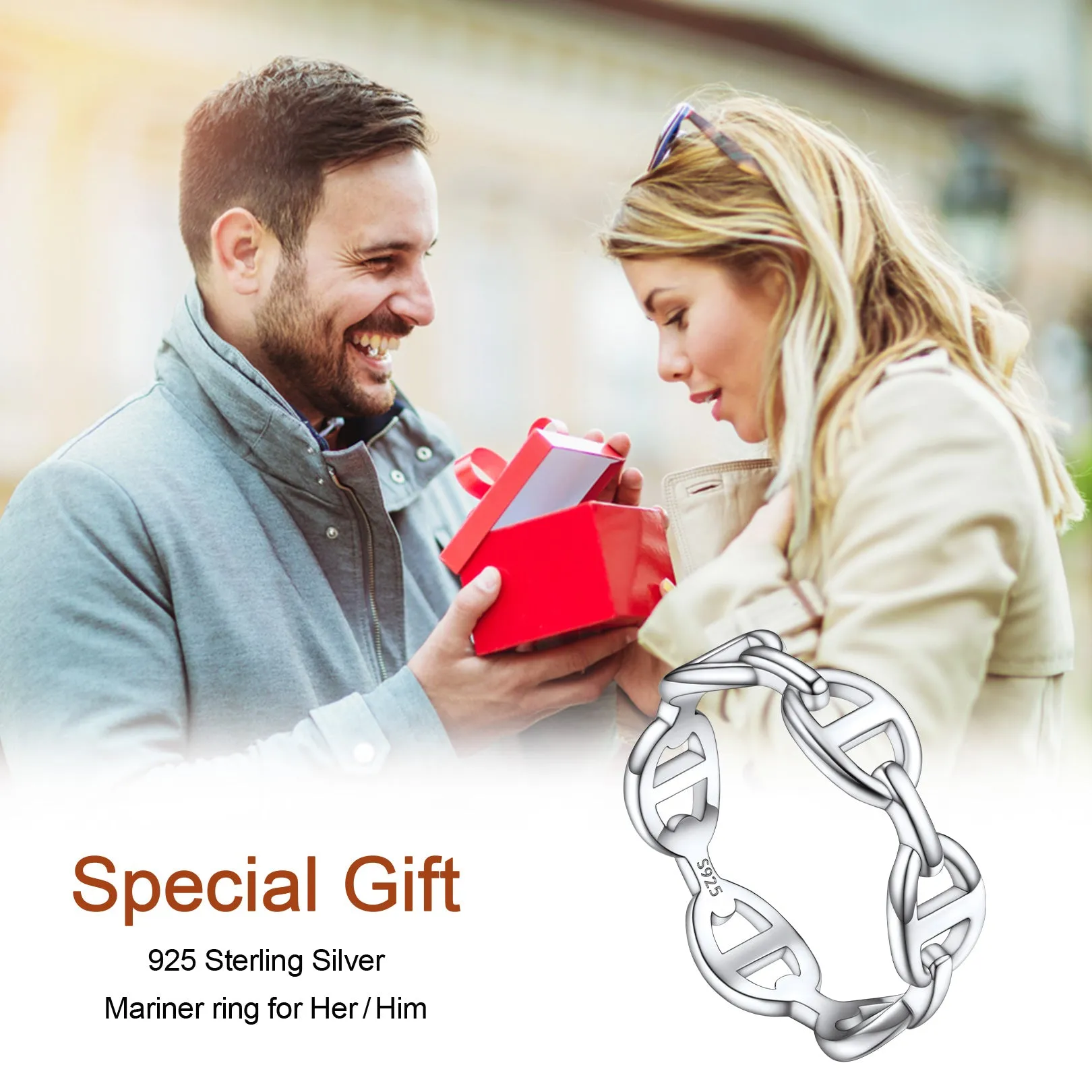 Sterling Silver Mariner Chain Link Ring for Women sold by FaithHeart product image thumbnail 4