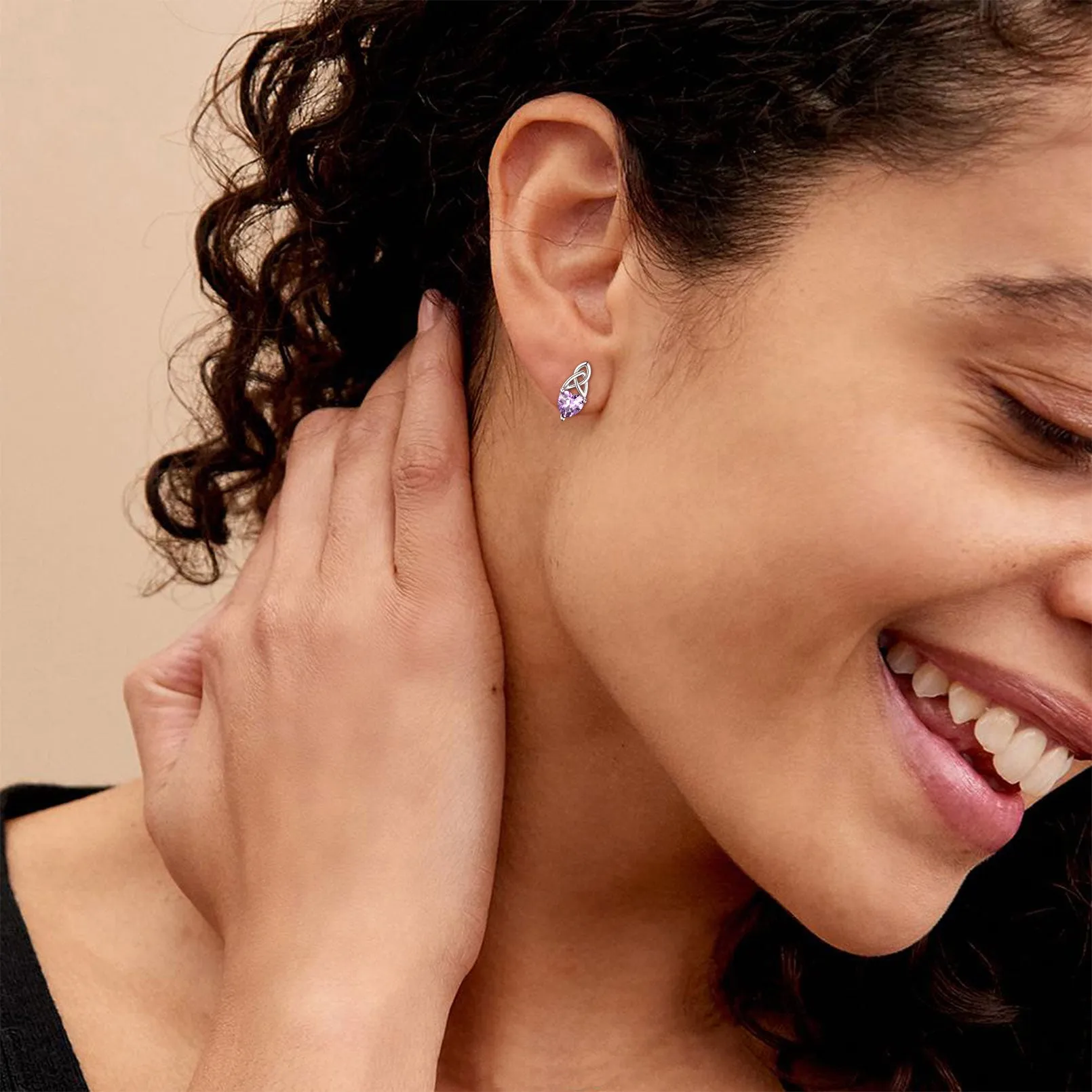 Sterling Silver Irish Celtic Trinity Knot Birthstone Stud Earrings for Women sold by FaithHeart product image thumbnail 2