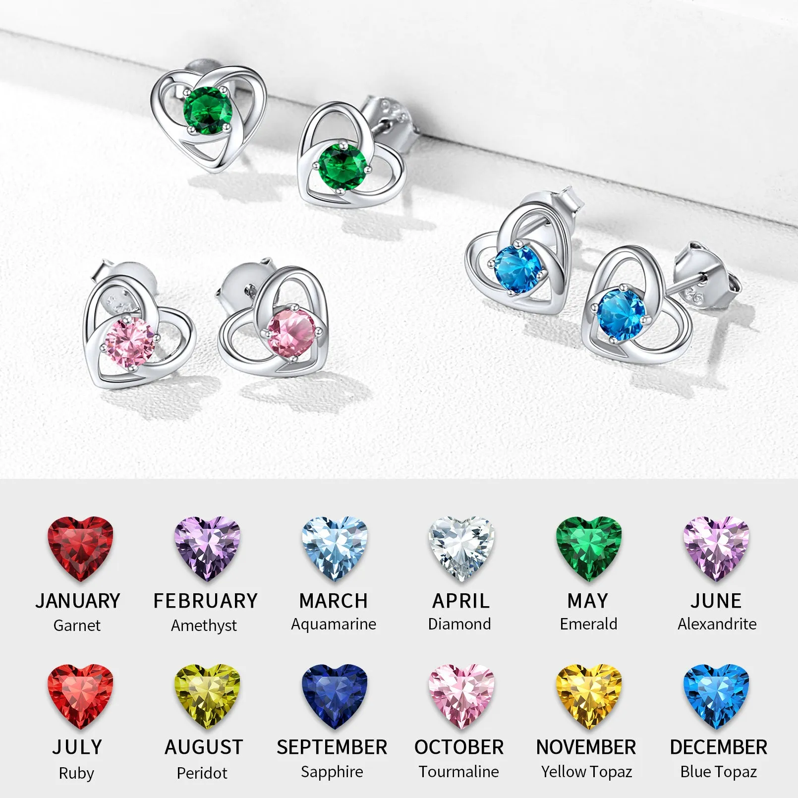 Sterling Silver Celtic Knot Birthstone Stud Earrings Birthday Gifts for Women sold by FaithHeart product image thumbnail 5