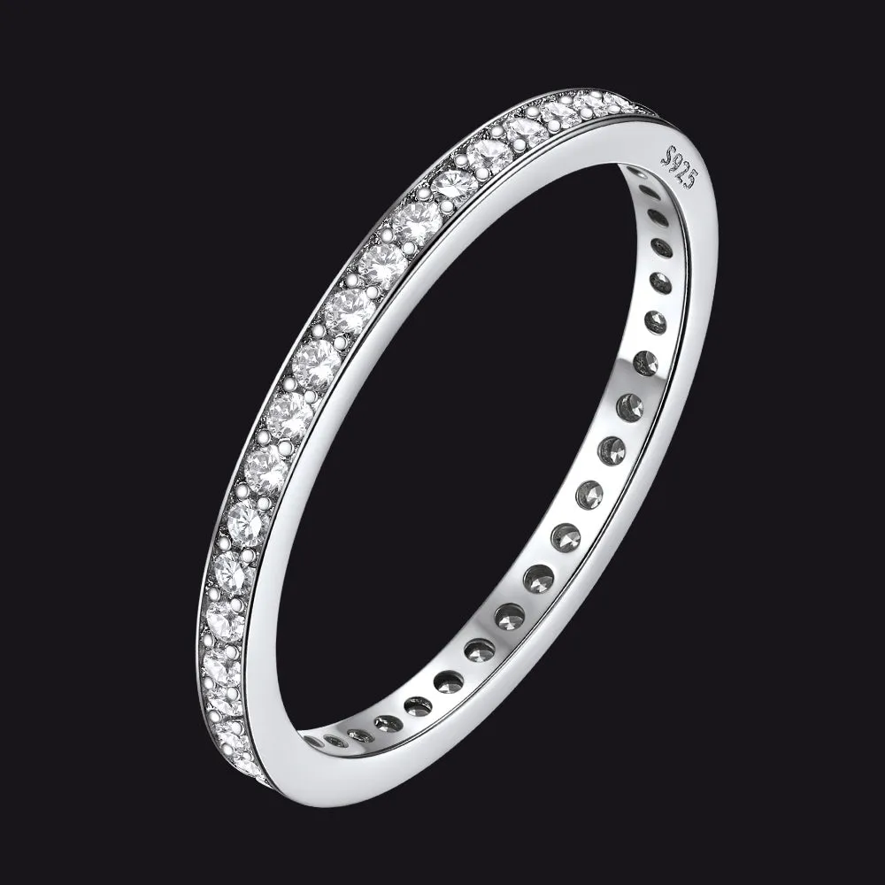S925 Silver Simple Cubic Zirconia Band Ring Couple BFF Gift sold by FaithHeart
