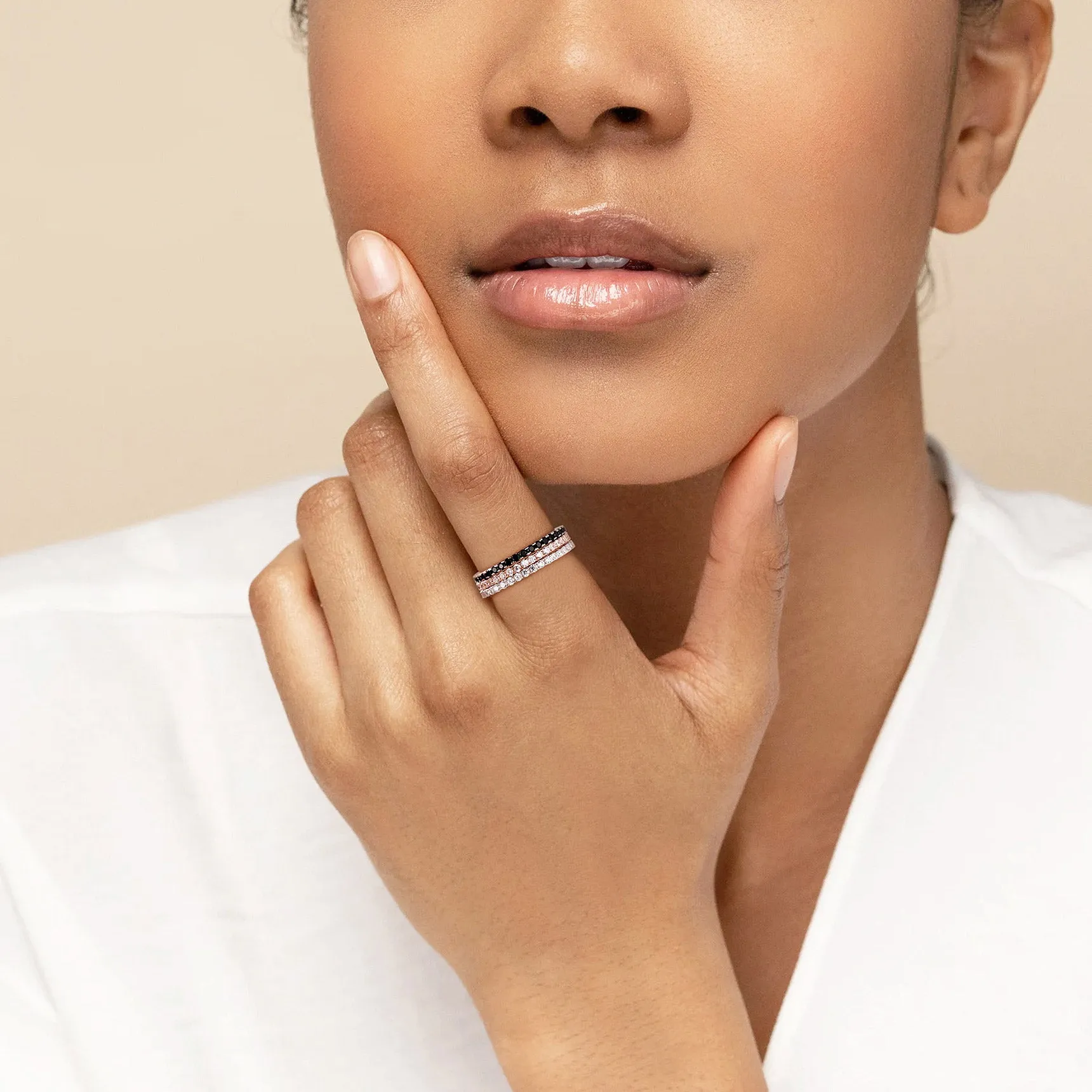 S925 Silver Simple Cubic Zirconia Band Ring Couple BFF Gift sold by FaithHeart product image thumbnail 3