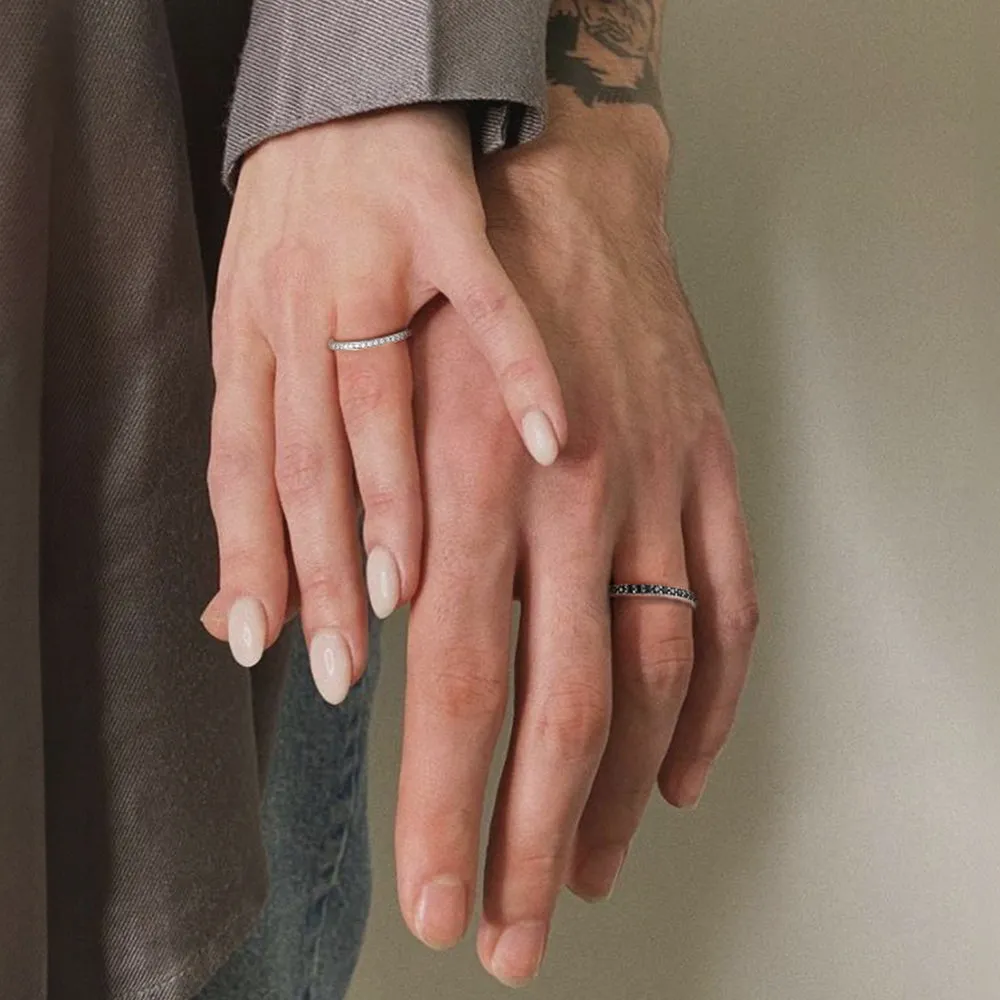 S925 Silver Simple Cubic Zirconia Band Ring Couple BFF Gift sold by FaithHeart product image thumbnail 2