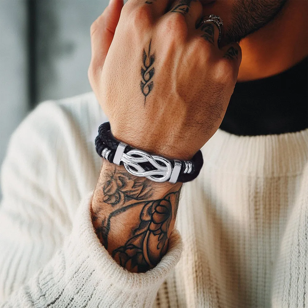 Customized Infinity Love Knot Leather Bracelet For Men sold by FaithHeart product image thumbnail 2