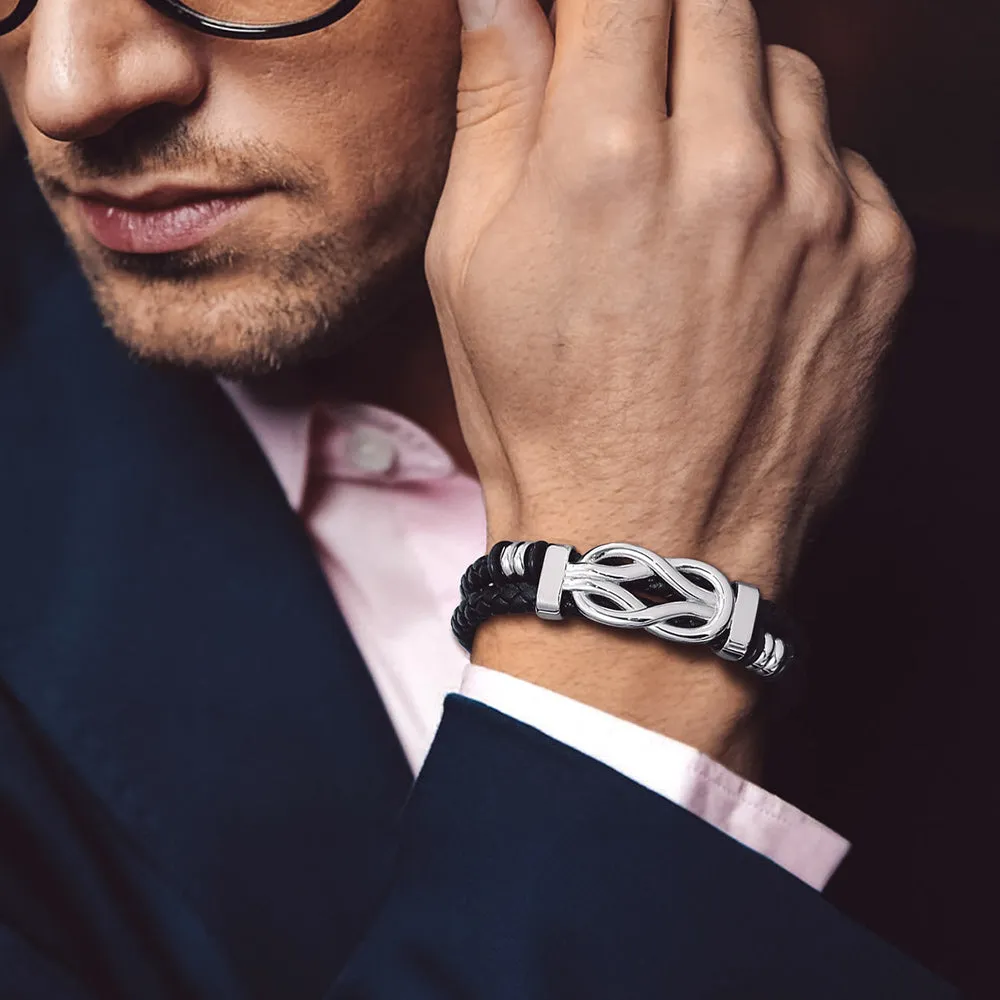 Customized Infinity Love Knot Leather Bracelet For Men sold by FaithHeart product image thumbnail 3