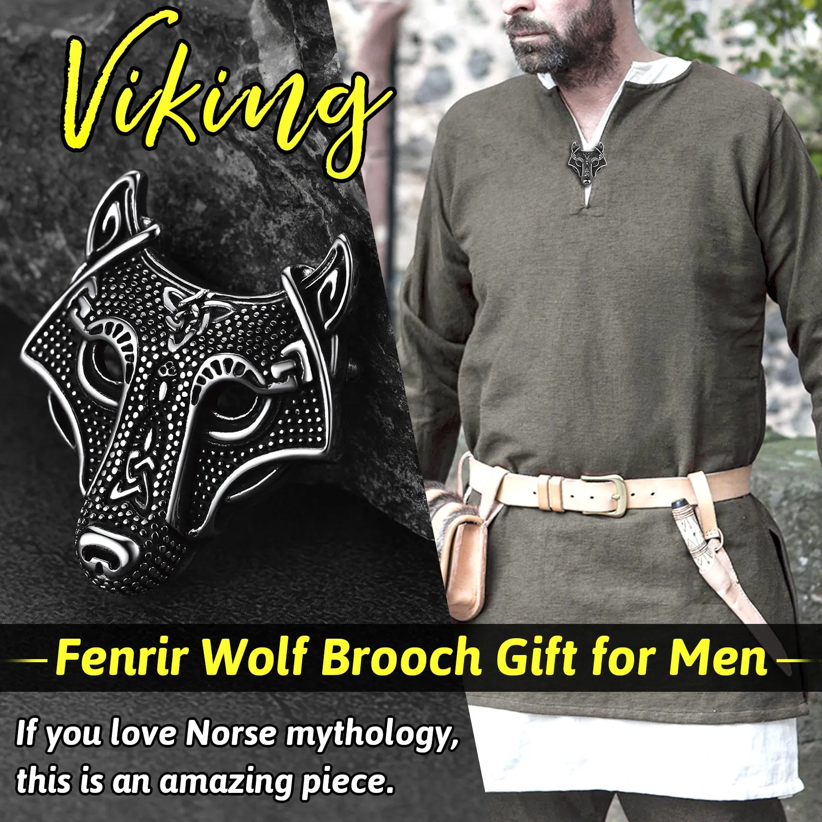 Viking Celtic Knot Wolf Brooch Pin Gifts for Men Dad Husband Father Day Gift sold by FaithHeart product image thumbnail 5