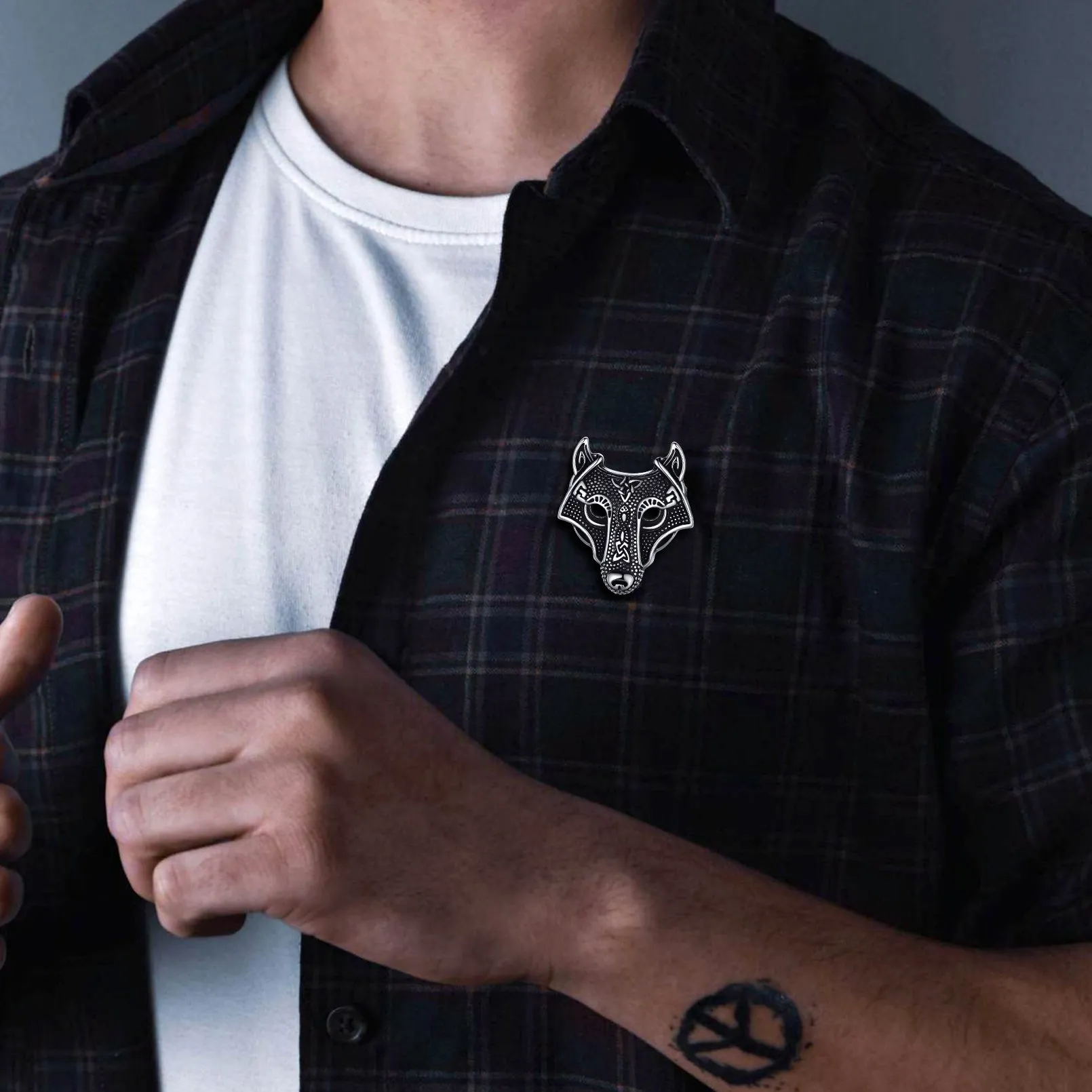 Viking Celtic Knot Wolf Brooch Pin Gifts for Men Dad Husband Father Day Gift sold by FaithHeart product image thumbnail 2