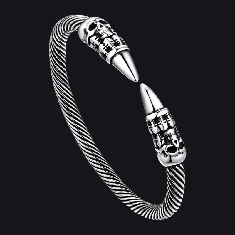 Gothic Punk Skull Open Cuff Bangle Bracelet for Men sold by FaithHeart