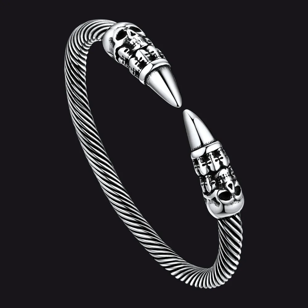 Gothic Punk Skull Open Cuff Bangle Bracelet for Men sold by FaithHeart