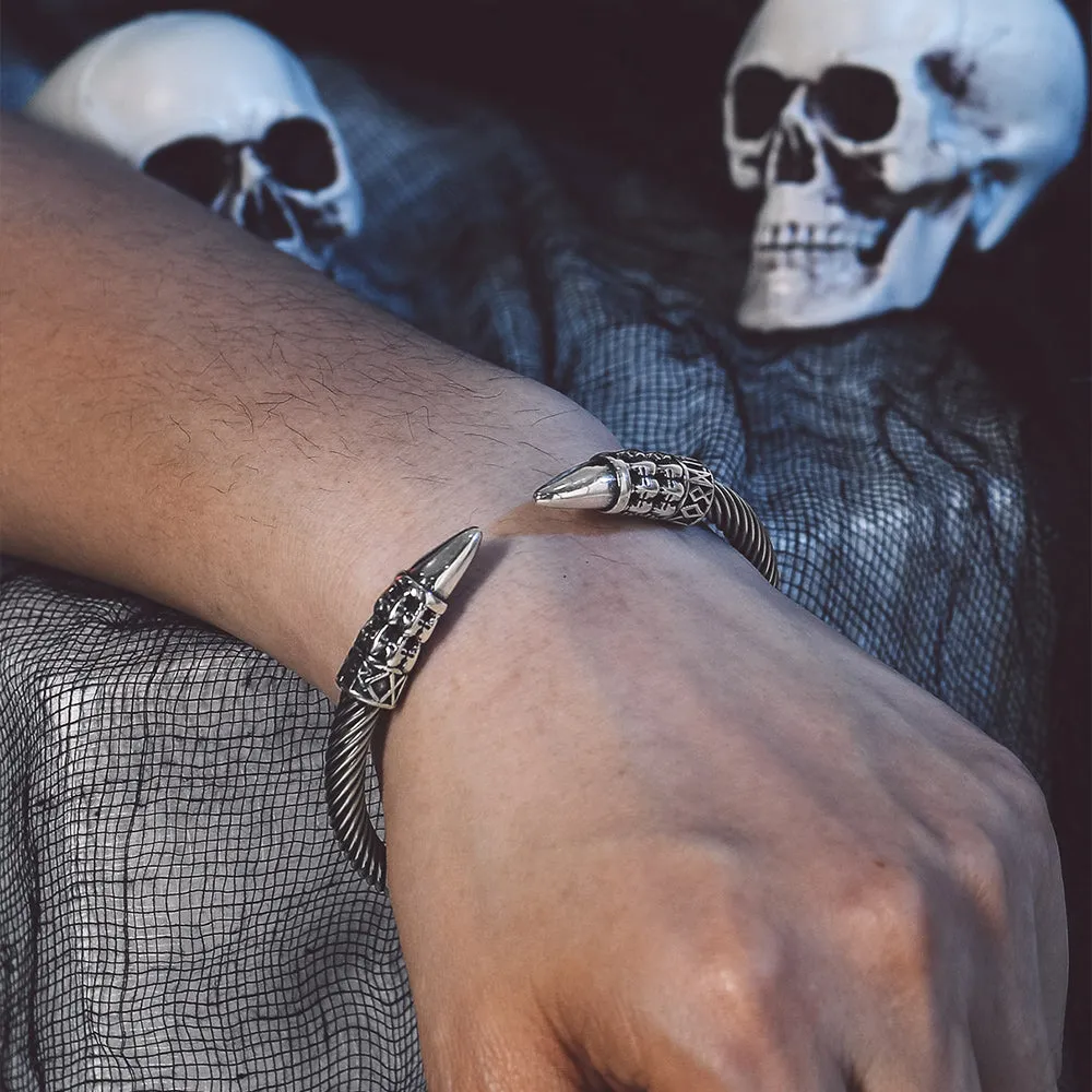 Gothic Punk Skull Open Cuff Bangle Bracelet for Men sold by FaithHeart product image thumbnail 2