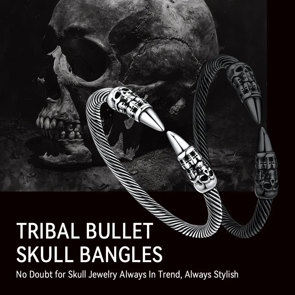 Gothic Punk Skull Open Cuff Bangle Bracelet for Men sold by FaithHeart product image thumbnail 4