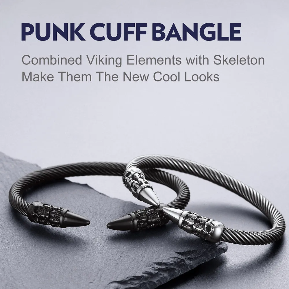Gothic Punk Skull Open Cuff Bangle Bracelet for Men sold by FaithHeart product image thumbnail 5