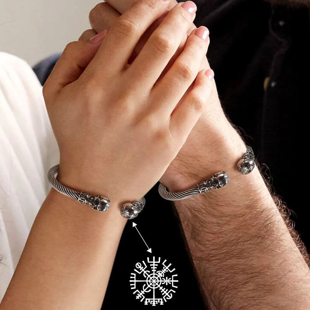 Viking Skull Cuff Bracelet Adjustable Bangle for Men sold by FaithHeart product image thumbnail 3