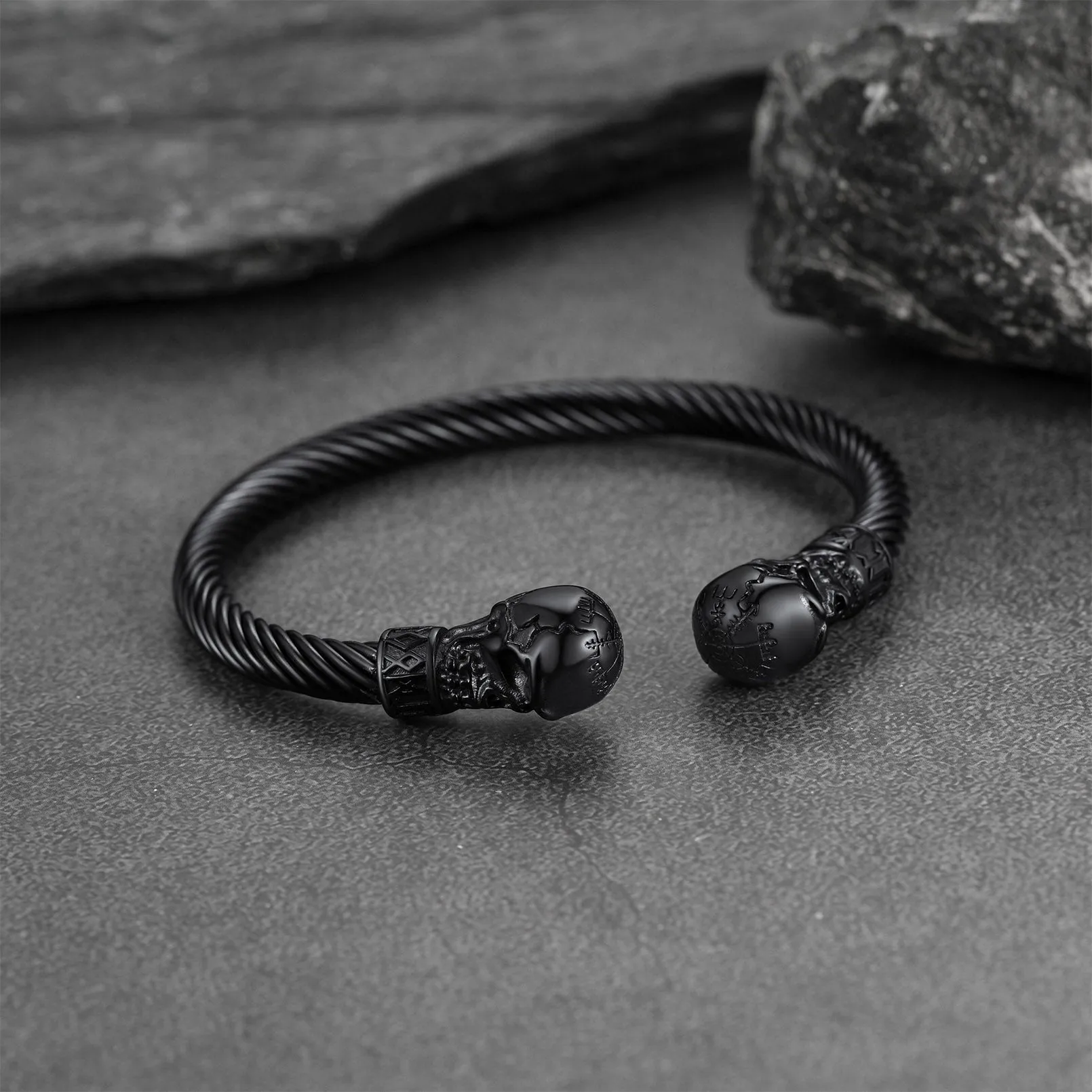 Viking Skull Cuff Bracelet Adjustable Bangle for Men sold by FaithHeart product image thumbnail 5