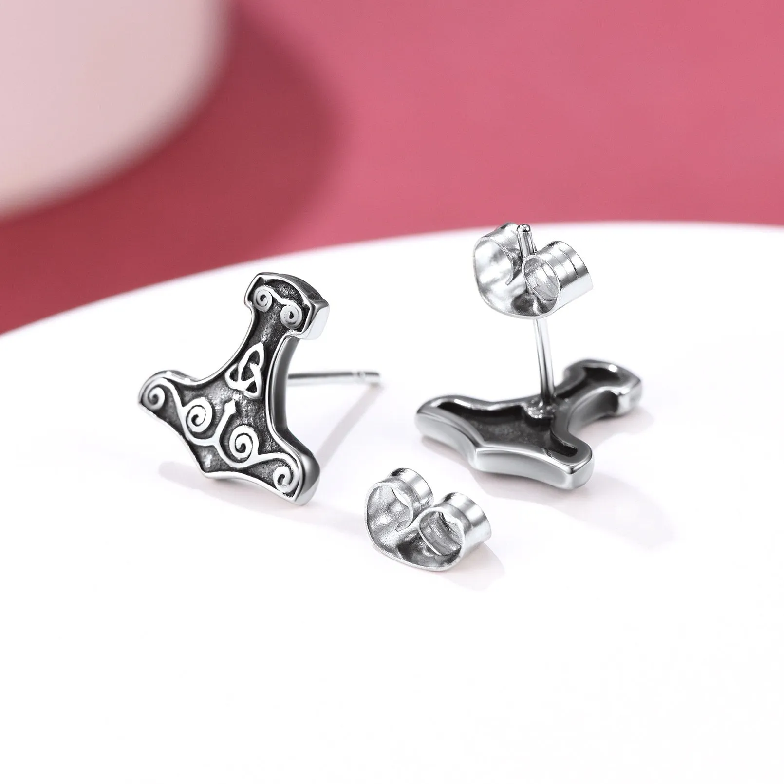 Viking Thor's Hammer Stud Earrings Amulet Jewelry for Men sold by FaithHeart product image thumbnail 5