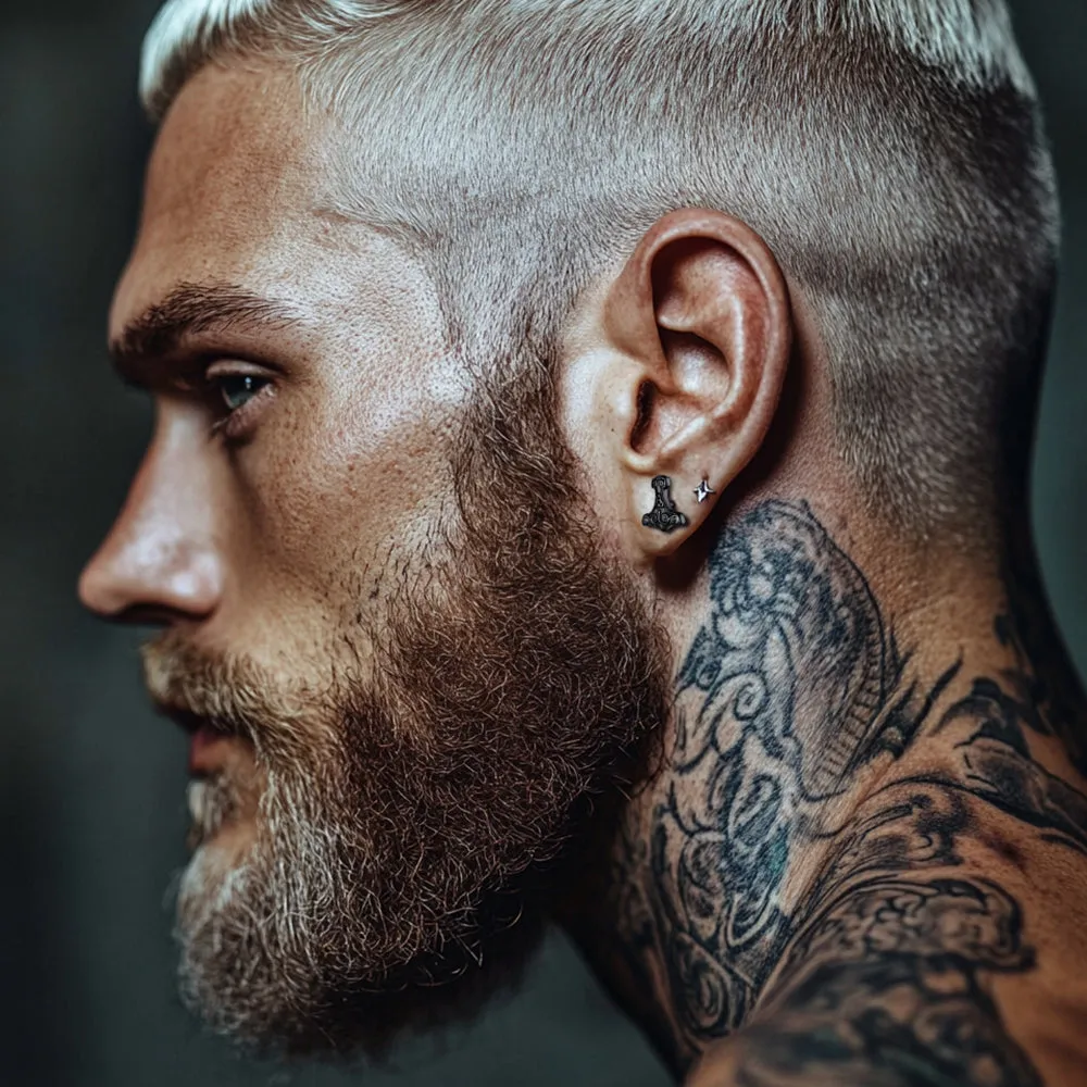 Viking Thor's Hammer Stud Earrings Amulet Jewelry for Men sold by FaithHeart product image thumbnail 2
