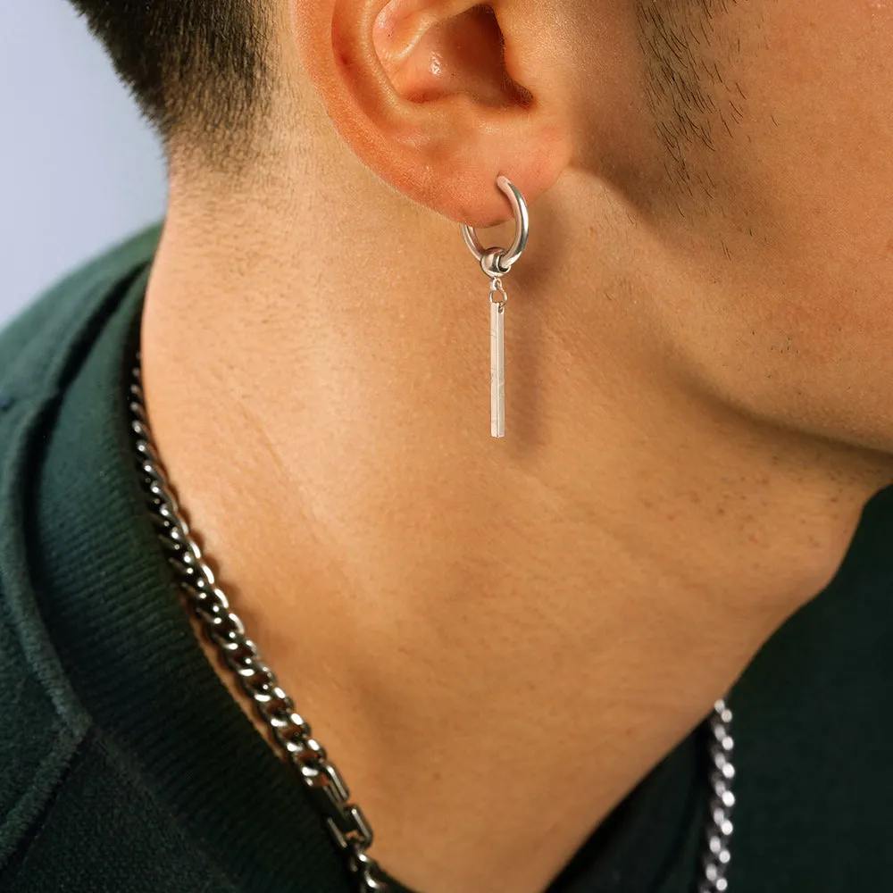 Punk Long Bar Drop Hoop Earrings for Men Women sold by FaithHeart product image thumbnail 3