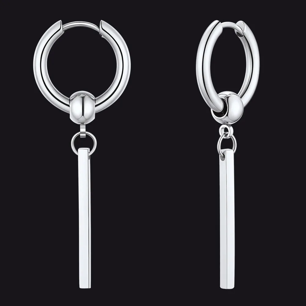 Punk Long Bar Drop Hoop Earrings for Men Women sold by FaithHeart