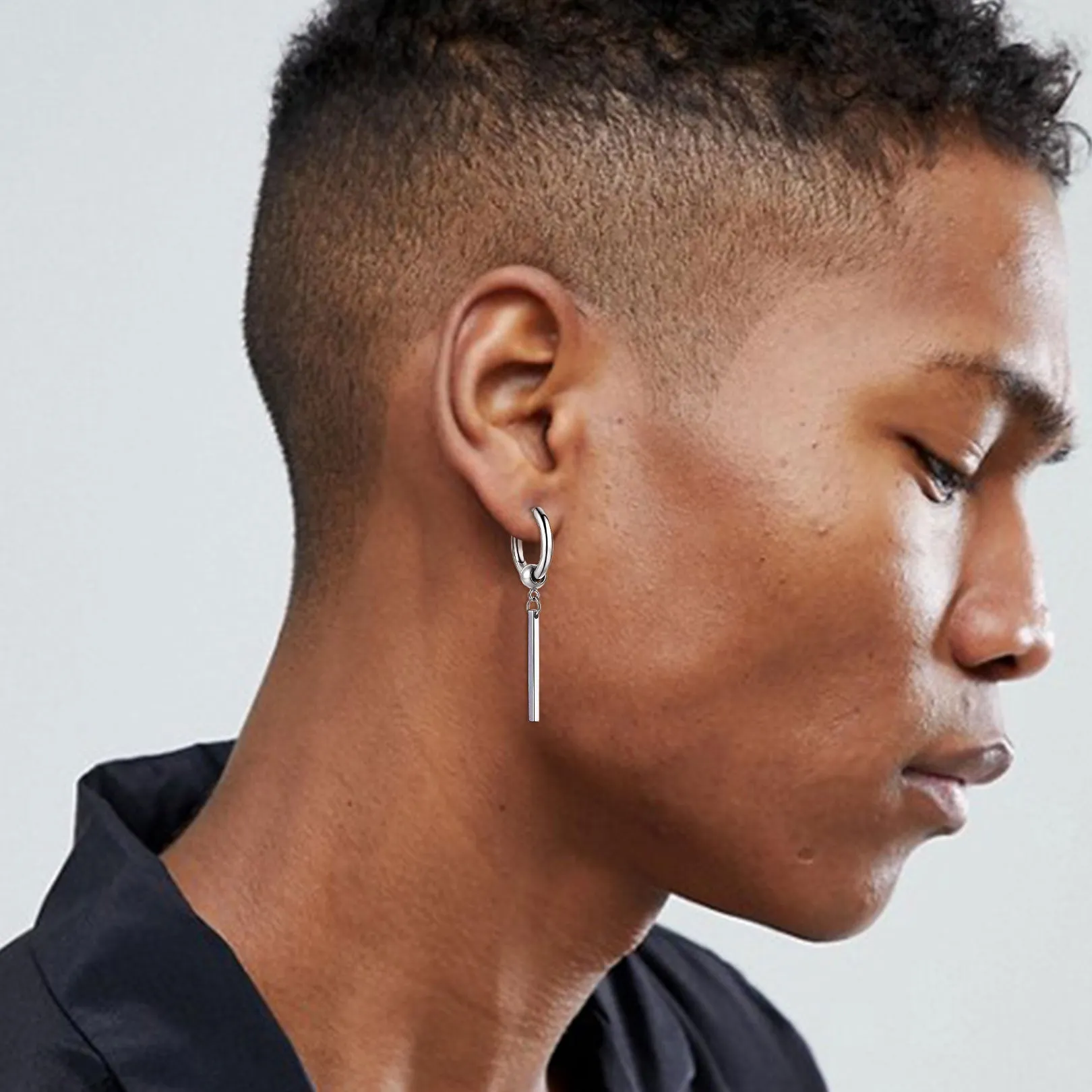 Punk Long Bar Drop Hoop Earrings for Men Women sold by FaithHeart product image thumbnail 2