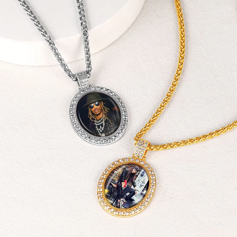 Customized Oval Memorial Circle Picture Necklace with Photo for Men sold by FaithHeart product image thumbnail 4