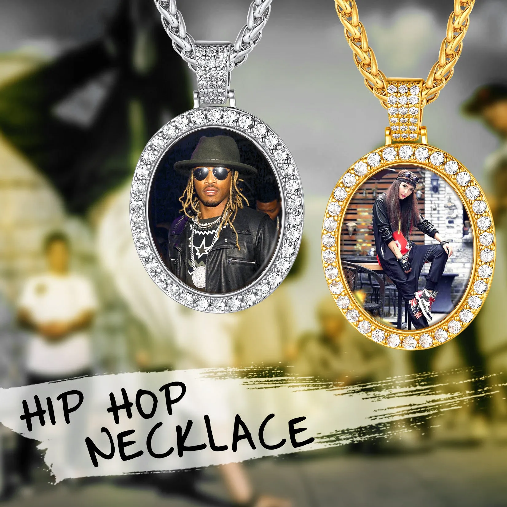 Customized Oval Memorial Circle Picture Necklace with Photo for Men sold by FaithHeart product image thumbnail 3