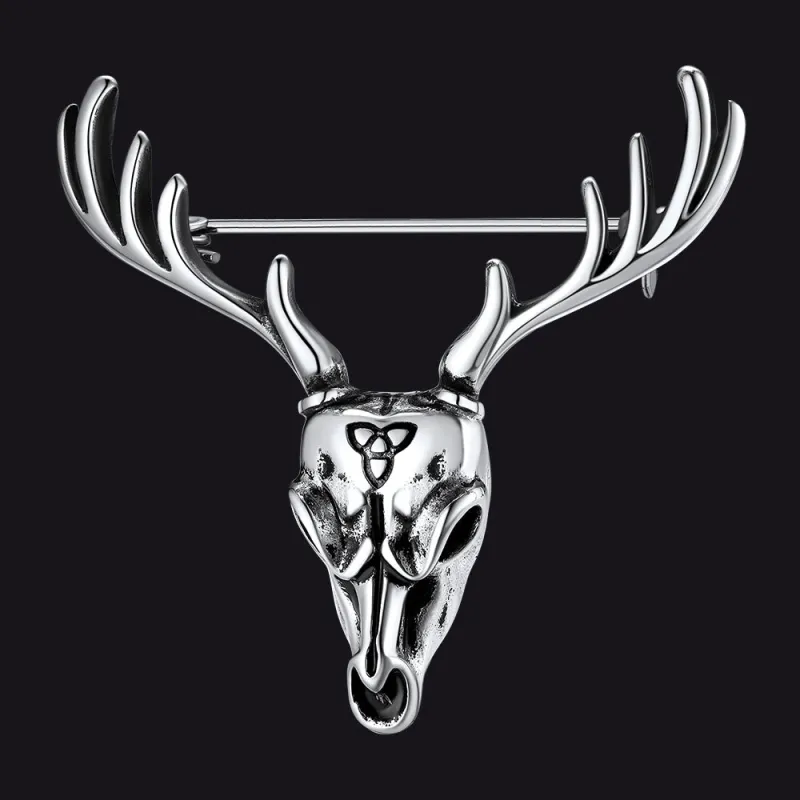 Viking Deer Head Brooch Pins Gifts for Men Women Father Day Gift sold by FaithHeart
