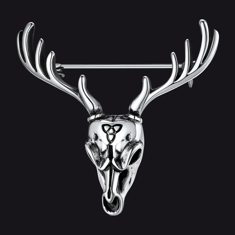 Viking Deer Head Brooch Pins for Men sold by FaithHeart