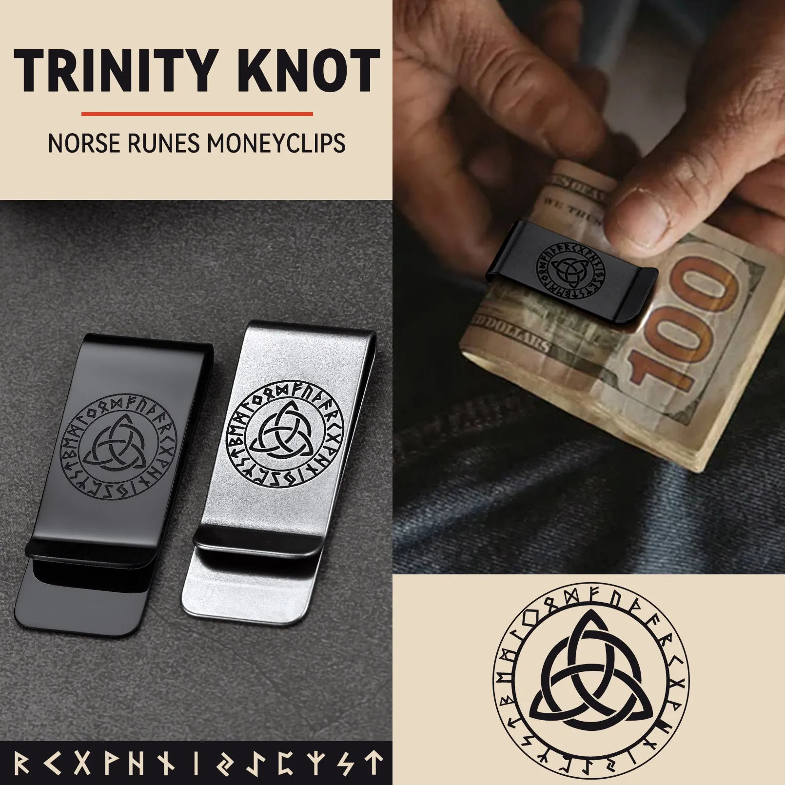 Personalised Celtic Knot Money Clip Slim Wallets sold by FaithHeart product image thumbnail 3