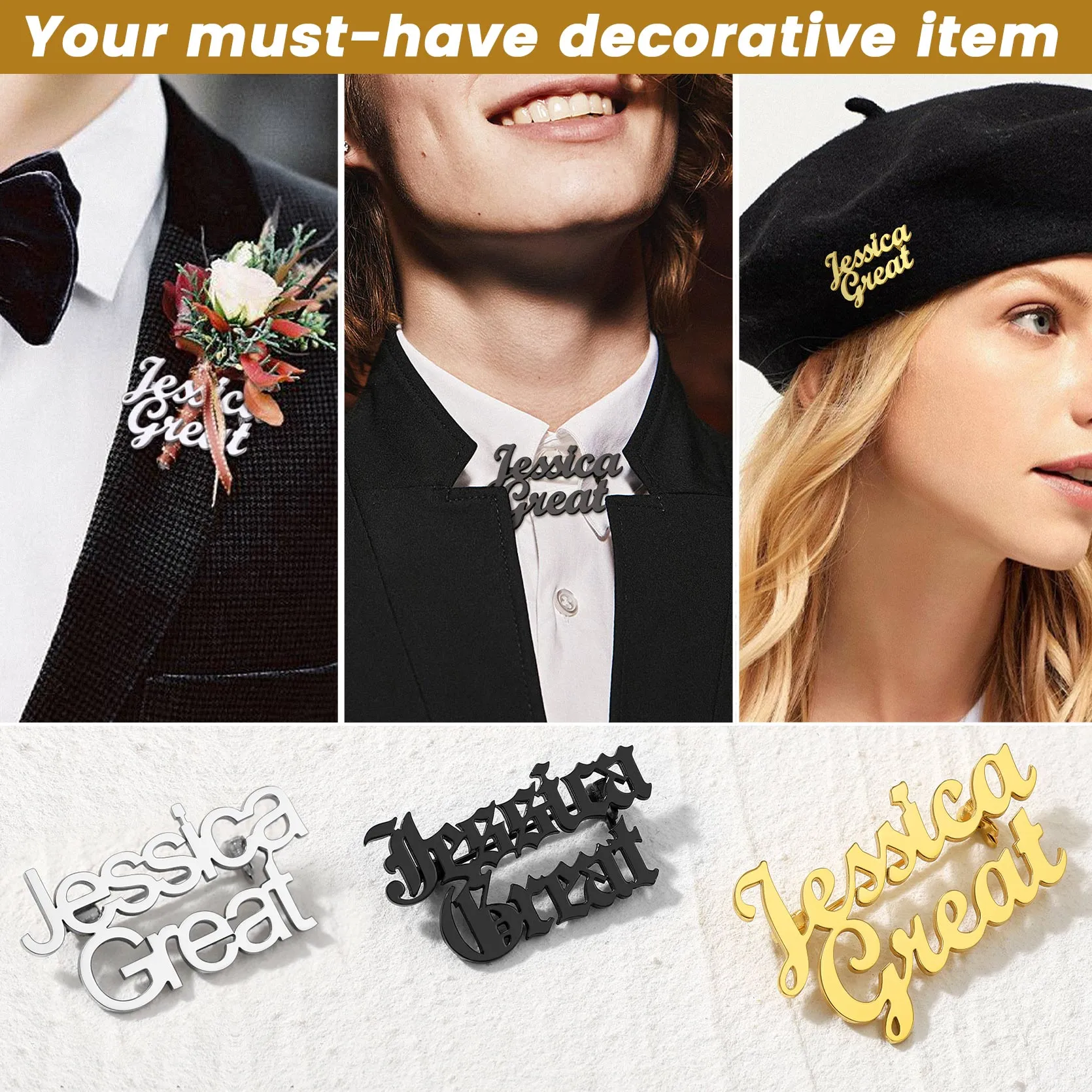 Customized Memorial Name Brooch Pin for Wedding sold by FaithHeart product image thumbnail 4