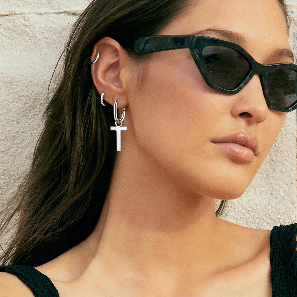 Hypoallergenic Initial Letter Dangle Earrings for Women Men sold by FaithHeart product image thumbnail 2