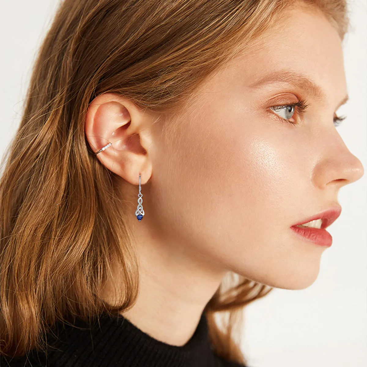 Sterling Silver Celtic Knot with Heart Birthstone Drop Earrings For Women sold by FaithHeart product image thumbnail 3