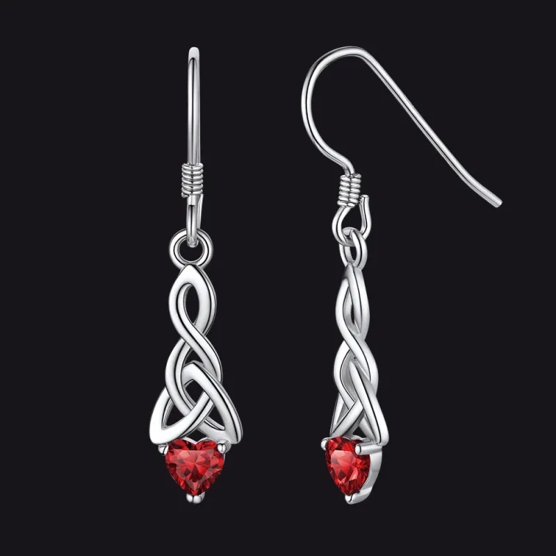Sterling Silver Celtic Knot with Heart Birthstone Drop Earrings For Women sold by FaithHeart