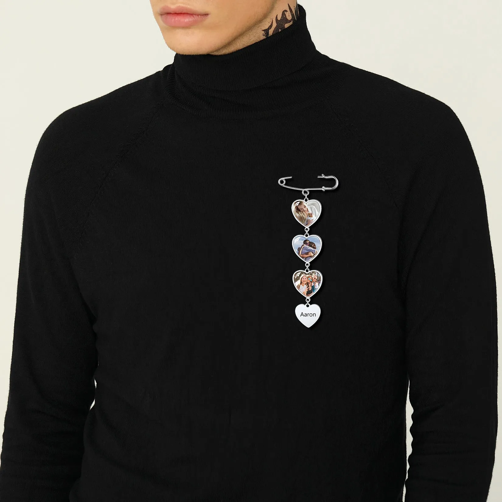 Personalized Picture Wedding Bouquet Charms Heart Brooch Pins sold by FaithHeart product image thumbnail 2