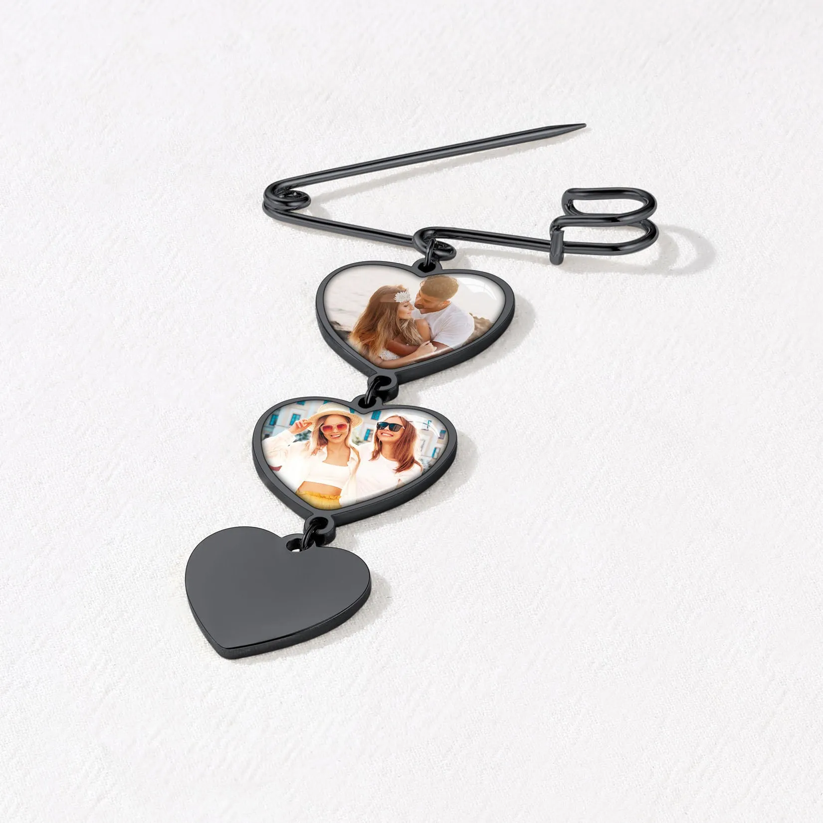 Personalized Picture Wedding Bouquet Charms Heart Brooch Pins sold by FaithHeart product image thumbnail 4