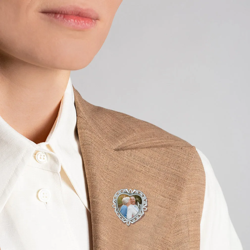 Customized Memorial Heart Wedding Photo Charms Pins for Bouquet sold by FaithHeart product image thumbnail 2