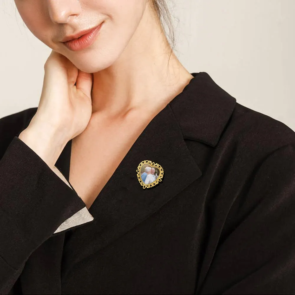 Customized Memorial Heart Wedding Photo Charms Pins for Bouquet sold by FaithHeart product image thumbnail 3