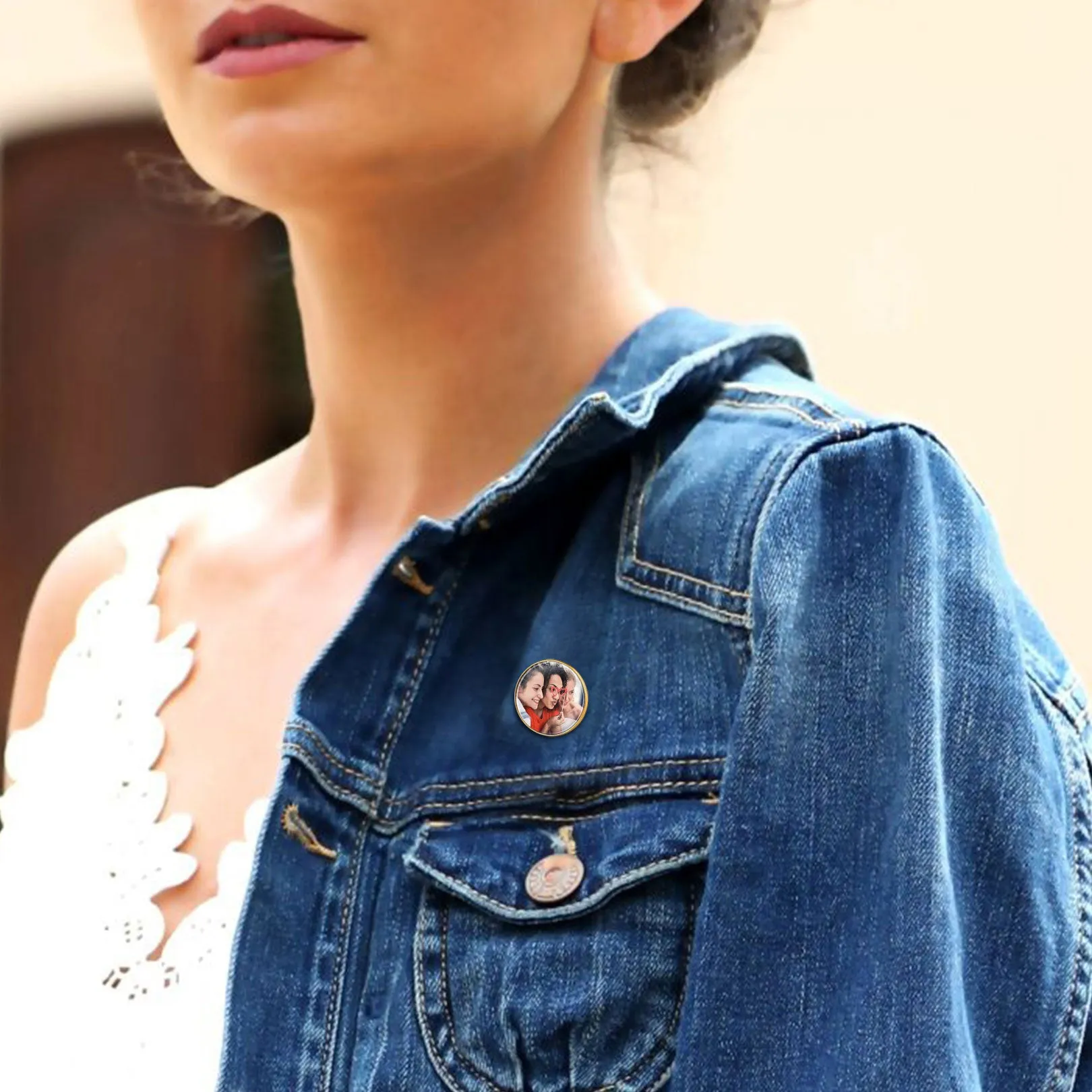 Customized Round Picture Brooch Pin Wedding Bouquet Photo Charms sold by FaithHeart product image thumbnail 2