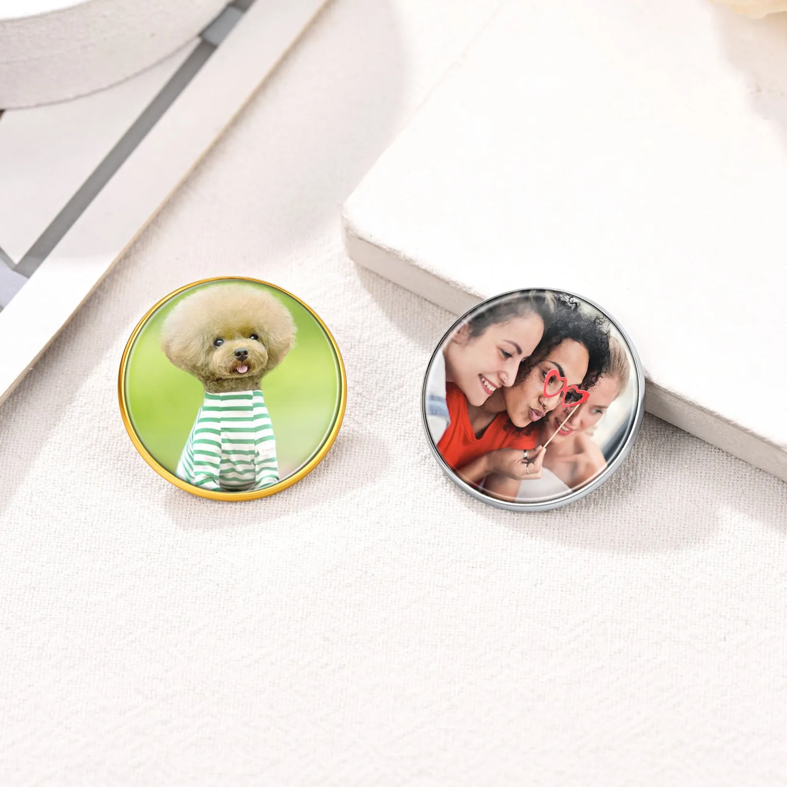 Customized Round Picture Brooch Pin Wedding Bouquet Photo Charms sold by FaithHeart product image thumbnail 4