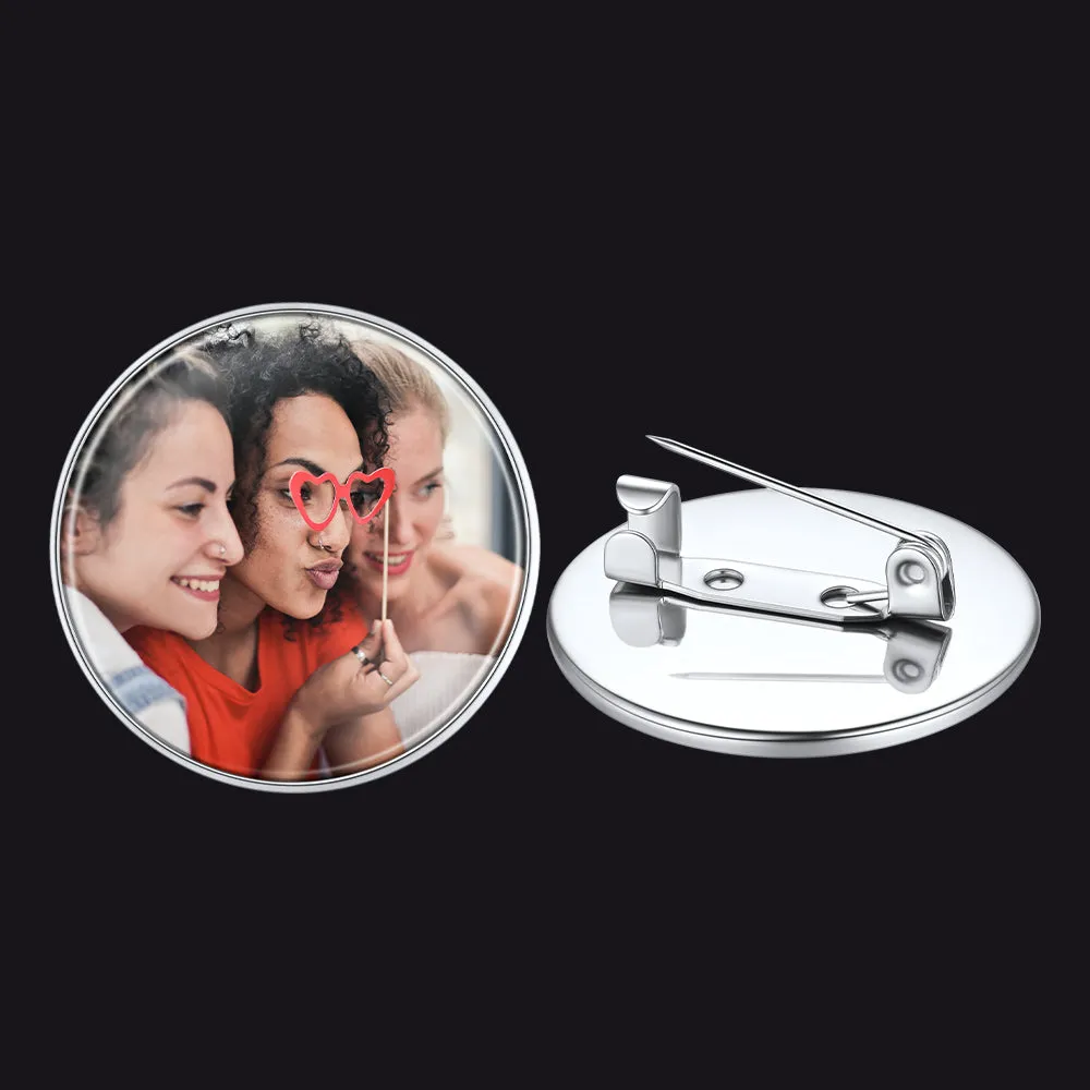 Customized Round Picture Brooch Pin Wedding Bouquet Photo Charms sold by FaithHeart