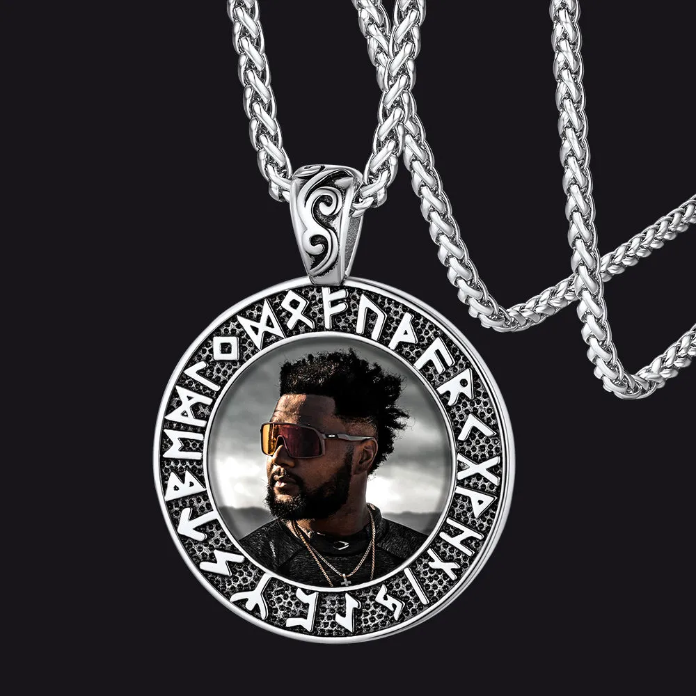 Personalized Picture Necklace with Viking Rune for Men sold by FaithHeart