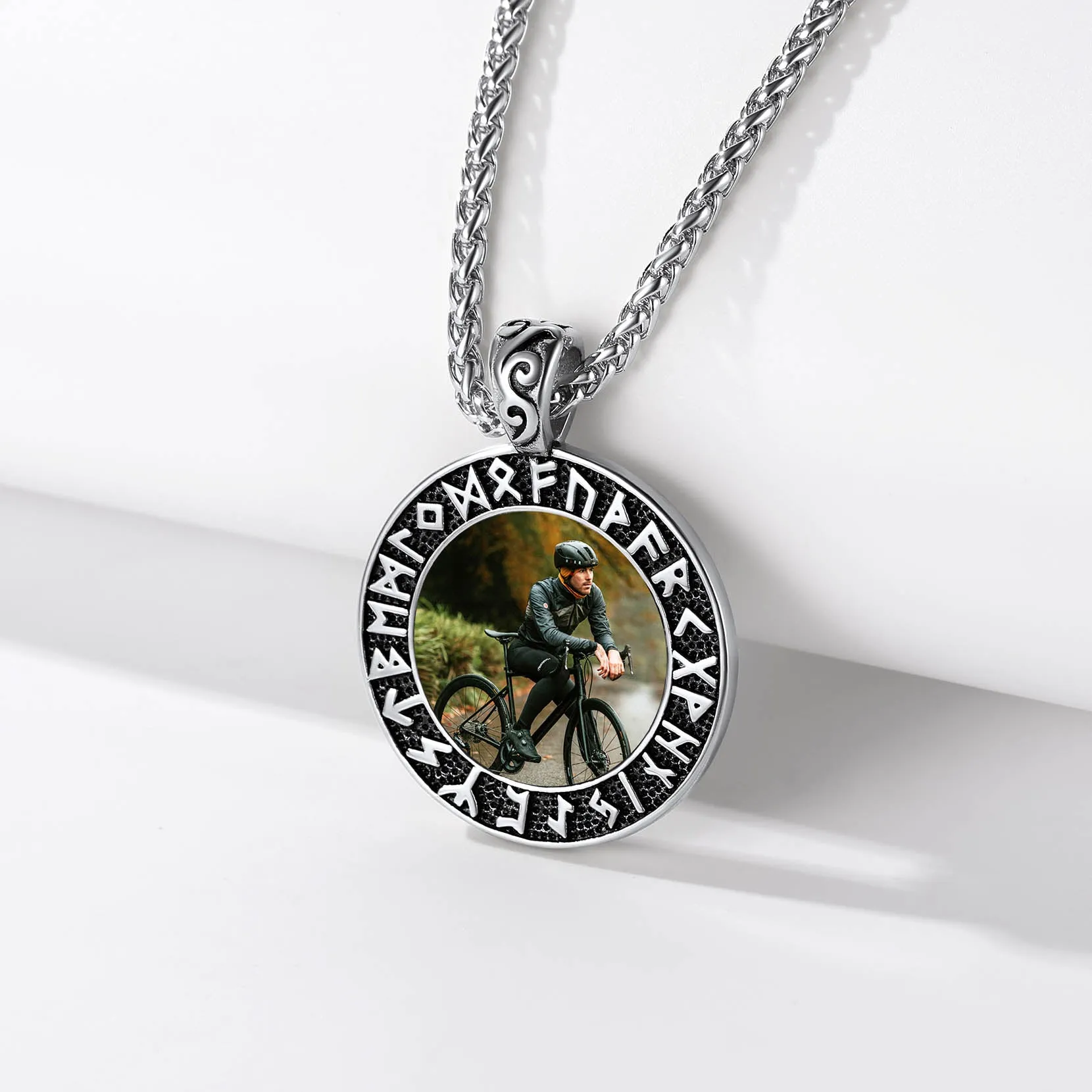 Personalized Picture Necklace with Viking Rune for Men sold by FaithHeart product image thumbnail 5