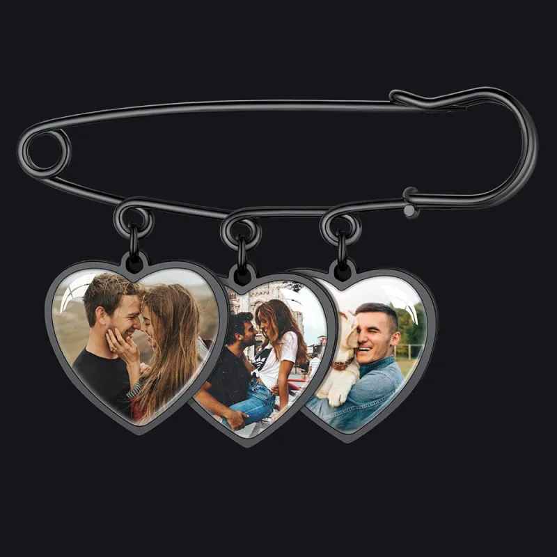 Customized Memorial Heart Photo Charm Boutonniere Button Pins for Wedding Funeral sold by FaithHeart