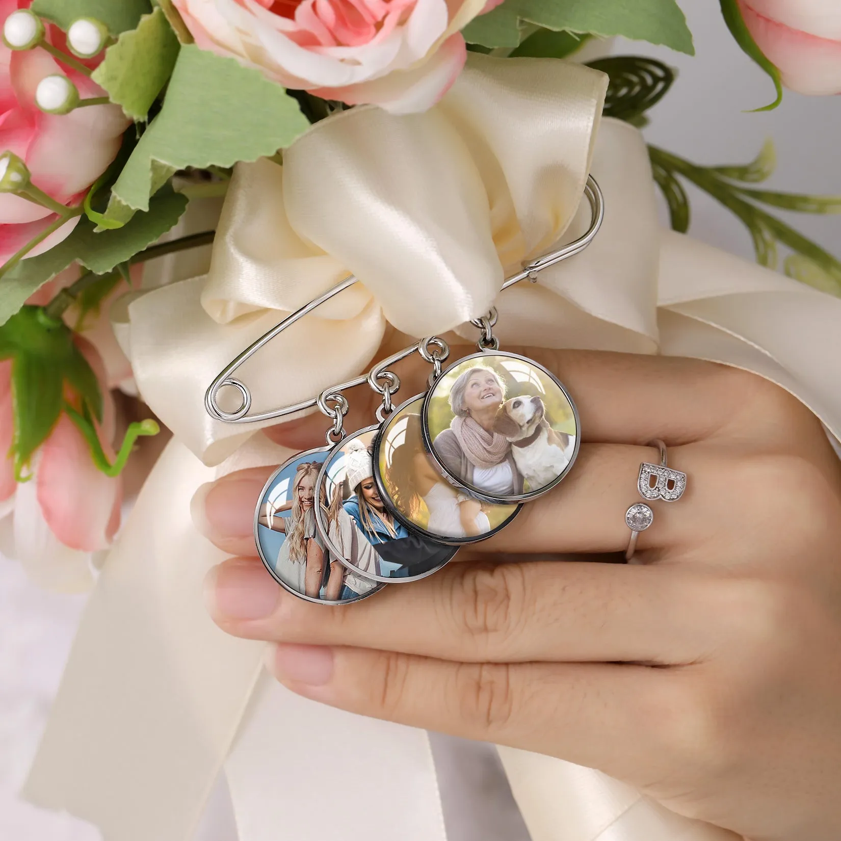 Customized Memorial Picture Pins Wedding Bouquet Photo Charms sold by FaithHeart product image thumbnail 3