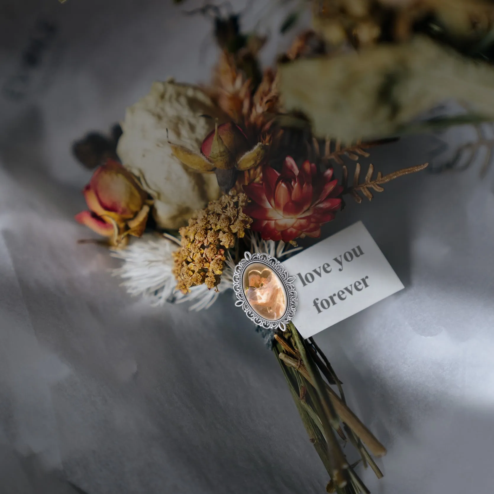 Customized Memorial Photo Boutonniere Charm Lapel Pin Gift for Wedding Funeral sold by FaithHeart product image thumbnail 4